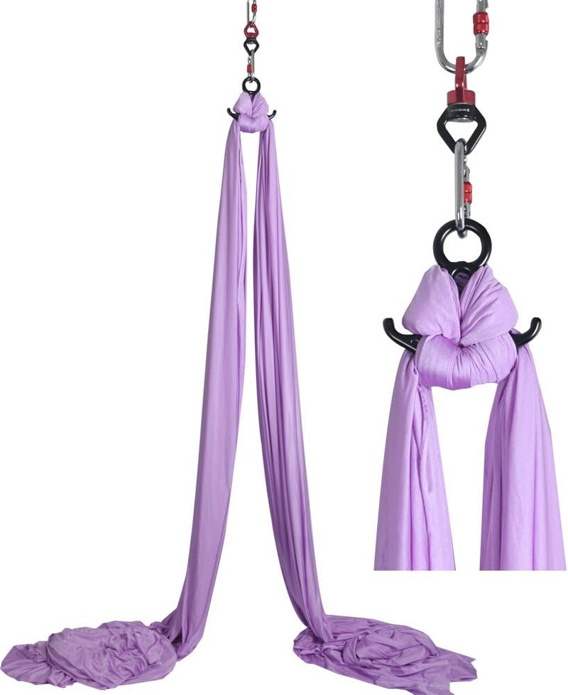 Dasking Aerial Silks Starter Kit - Durable 11Yards of Aerial Yoga Hammock with Hardware, Aerial Swing for Acrobatic Flying Yoga & All Levels (Aerial Rigging Point Up to 14ft) - Image 2